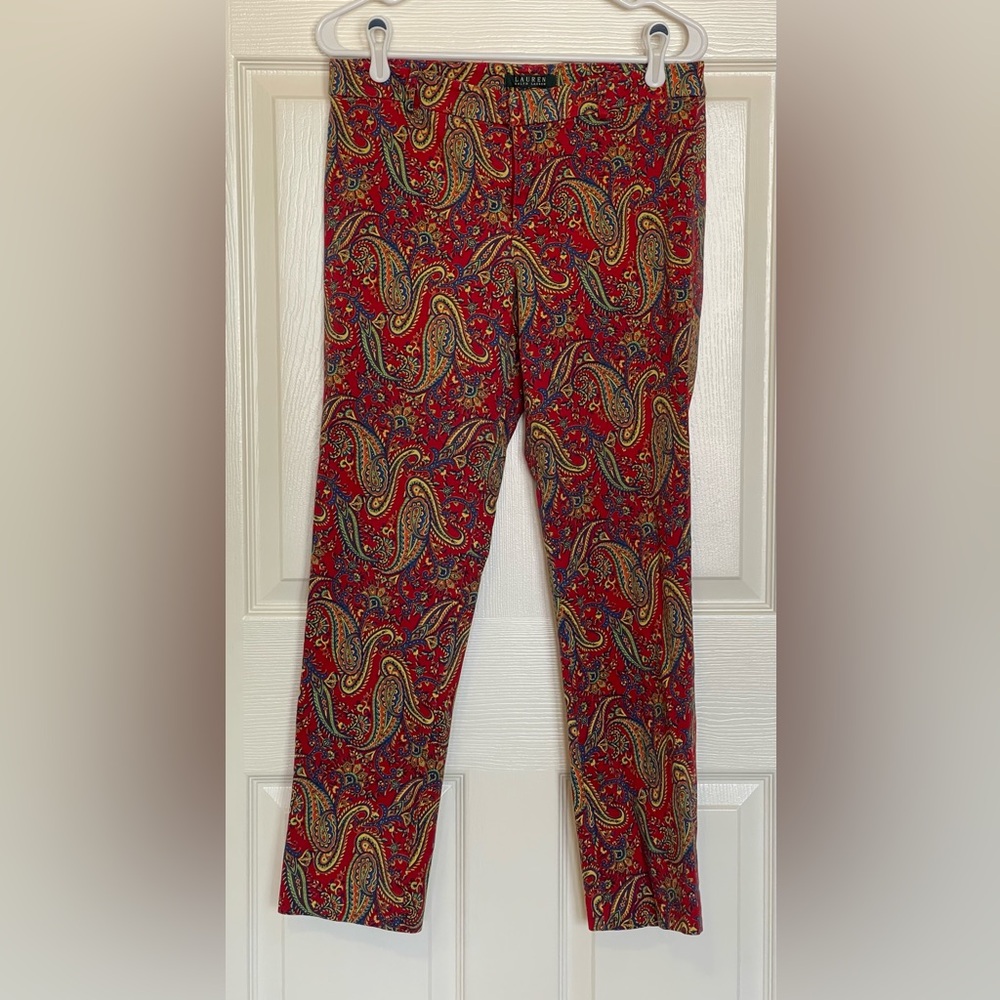 Ralph Lauren Paisley Print Pants in Red and Gold